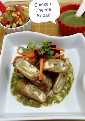 A picture of Chicken cheese kabab.