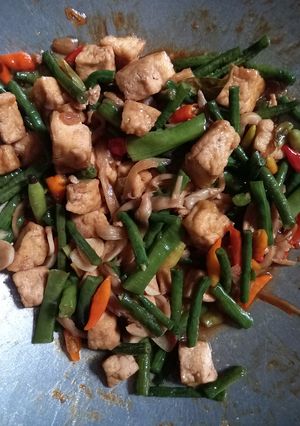 Foto resep Oseng kacang panjang tahu jamur