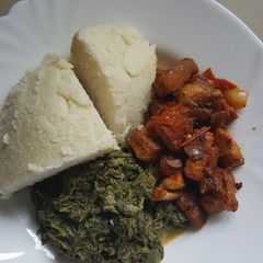 A picture of Ugali Managu and Pork.