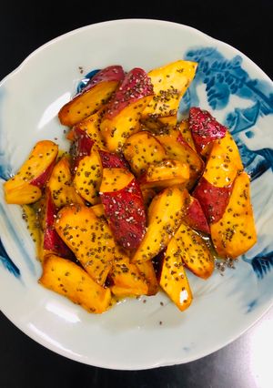Hình của món Daigakuimo - Khoai lang ngào đường kiểu Nhật.