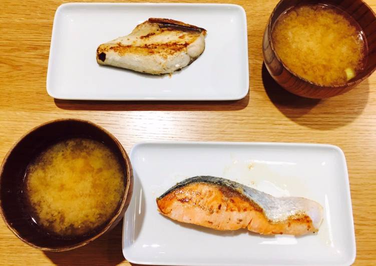 Step-by-Step Guide to Prepare Ultimate Grilled fish and miso soup&lt;Japan&gt;