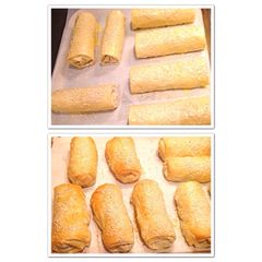 A picture of Chicken and Mushroom Filo Rolls.