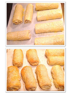 A picture of Chicken and Mushroom Filo Rolls.
