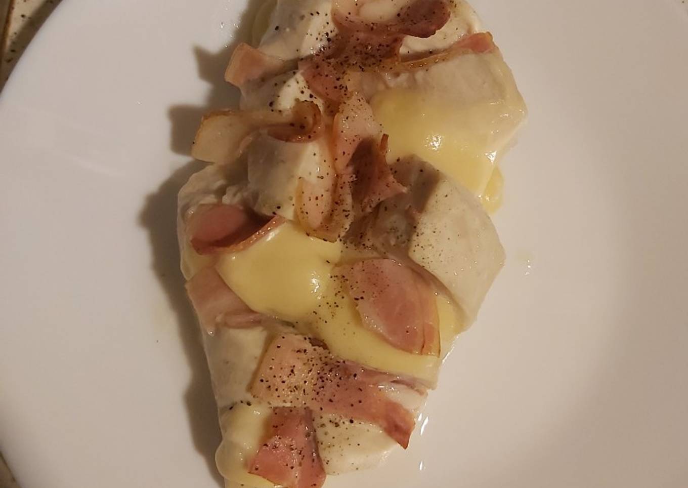 Pechuga con queso y bacon😏