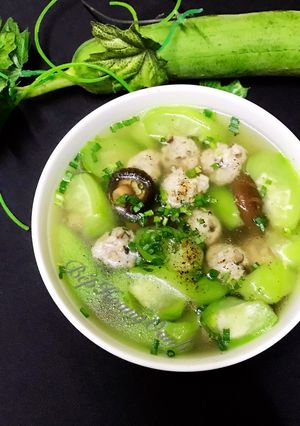 Hình của món Canh Mướp Hương Nấu Thịt Viên.
