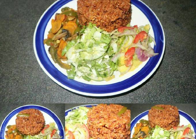 Red Kidney Beans Meshed with Vegetable Salad And Carrot Sauce