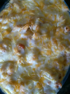 Una foto de Macarrones con carne de pavo gratinado