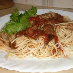 A picture of Beef Stew & Spaghetti.