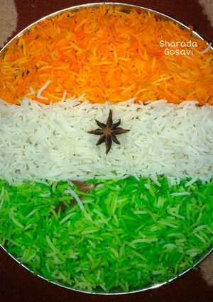 व्हेज तिरंगा पुलाव/बिर्याणी (veg tiranga pulav recipe in marathi) रेसिपी चे मुख्य फोटो