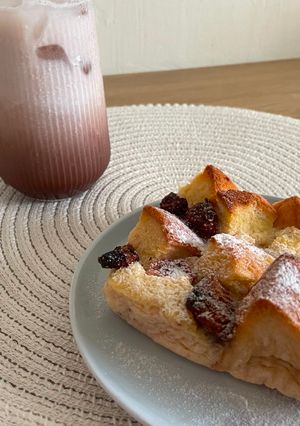 A picture of Strawberry Condensed Milk Bread Pudding.