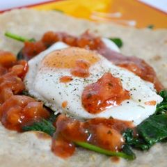 A picture of Egg, Spinach & Salsa Breakfast Tortillas.