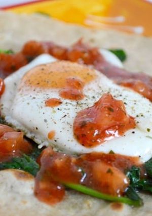 A picture of Egg, Spinach & Salsa Breakfast Tortillas.