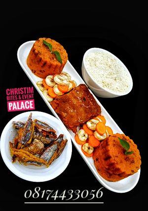 A picture of Roasted Beans and Garri.