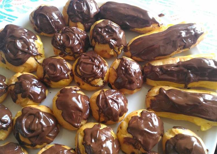 Ecler e bignè con crema pasticcera al rum e cocco