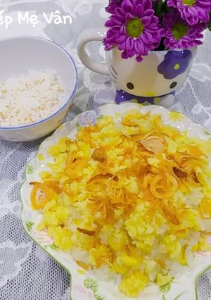 Hình của món Xôi bắp đậu xanh hành phi.