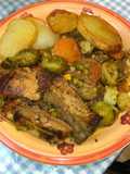 Costillas asadas con verduritas