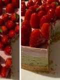 Cheesecake pistacchio e lamponi (senza panna)