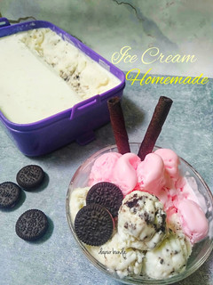 Foto resep Ice cream homemade (strawberry & sandwich biscuit)
