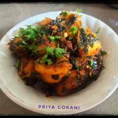 A picture of Kela Methi Nu Shaak (Banana Methi Leaves Sabzi).