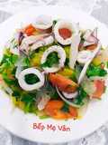 Stir-Fried Squid with Tomato, Pineapple, Onion, and Celery