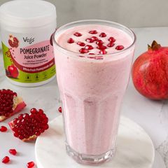 Creamy Pomegranate Milkshake Using Fruit Powder A picture of Creamy Pomegranate Milkshake Using Fruit Powder.