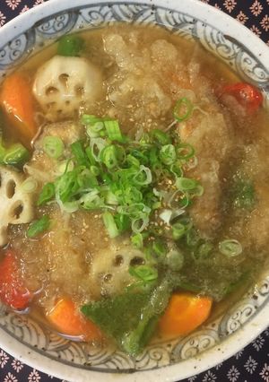 A picture of Japanese Chicken and Vegetables with Daikon Radish soup.