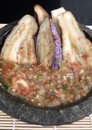 Foto resep Pecak terong (rawit hijau)