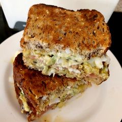 My Bacon, Poached Egg & Cheesy Avocado Sandwich. 😘 A picture of My Bacon, Poached Egg & Cheesy Avocado Sandwich. 😘.