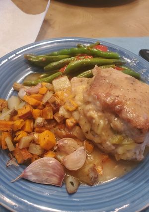 A picture of Apple Stuffed Pork Chops.