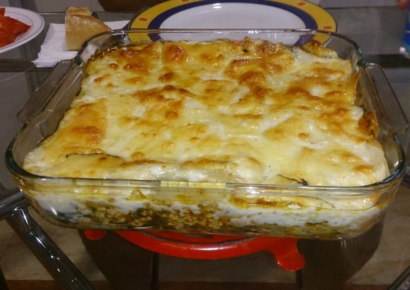 Lasaña de espinacas y carne picada