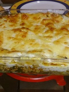 Una foto de Lasaña de espinacas y carne picada