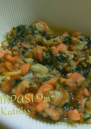 Foto resep Cheesy Salmon Bayam Wortel (MPASI 9m+)