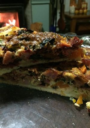 Una foto de Tarta de pollo y panceta (fácil y económica)