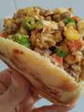 Arepa🫓🥙 rellena🥩 de carne🥘 molida🥗 y huevo🍳🧆