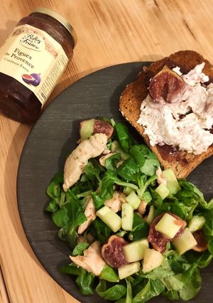 A picture of Chicken and Fig Salad with Roasted Feta and Figs.