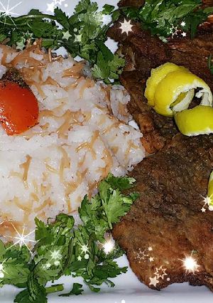 صورة لوصفة سمك مقلي وأرز مصري بالشعيريه🐟&🍚