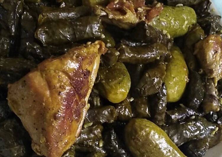 ورق العنب والكوسا مع الدجاج 😋