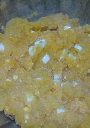 Una foto de Puré de Papa y Calabaza con Huevo Picado Riquísimo!!!