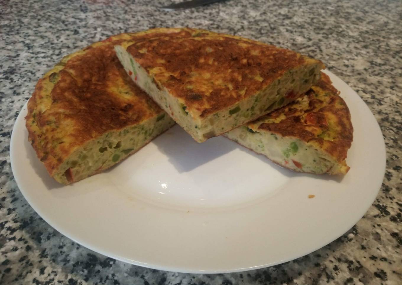 Tortilla de puré de patatas con verdura