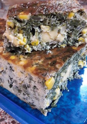 Una foto de Budín de espinaca y choclo