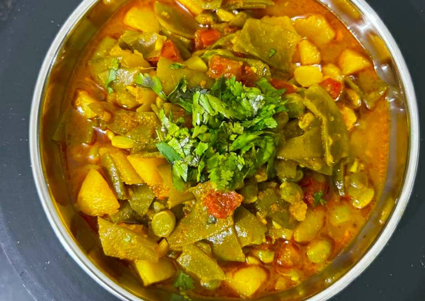 Green flat beans mix subzi Gujarati style