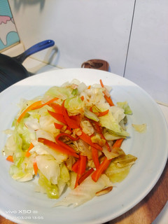 紅蘿蔔蒜炒高麗菜 的食譜成品照片