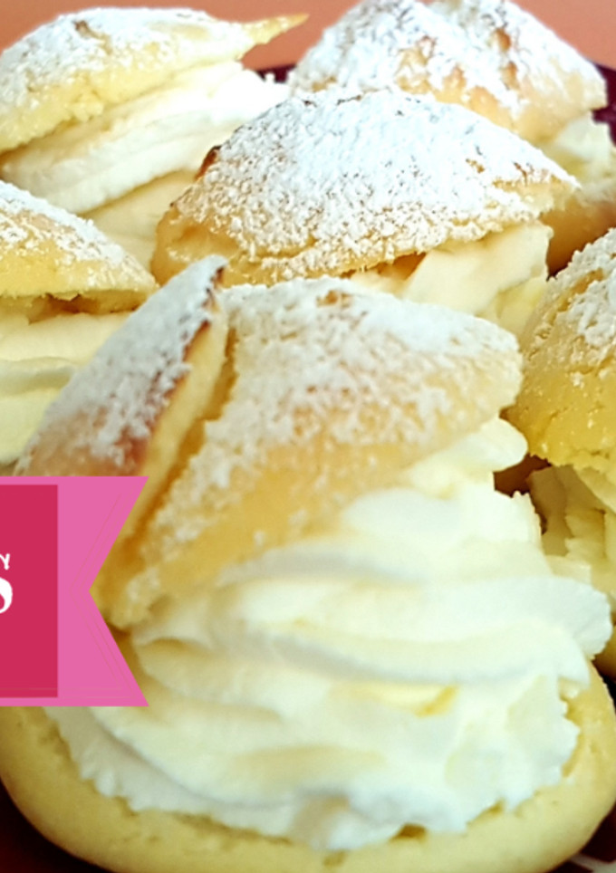 Una foto de Receta lionesas o profiteroles rellenos de nata