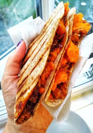 A picture of Sweet BBQ Veggie Pulled 'Pork' Quesadilla (Vegetarian).