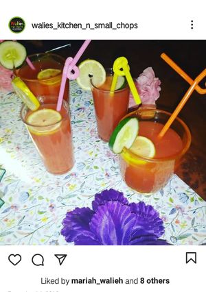 A picture of Watermelon and orange juice.
