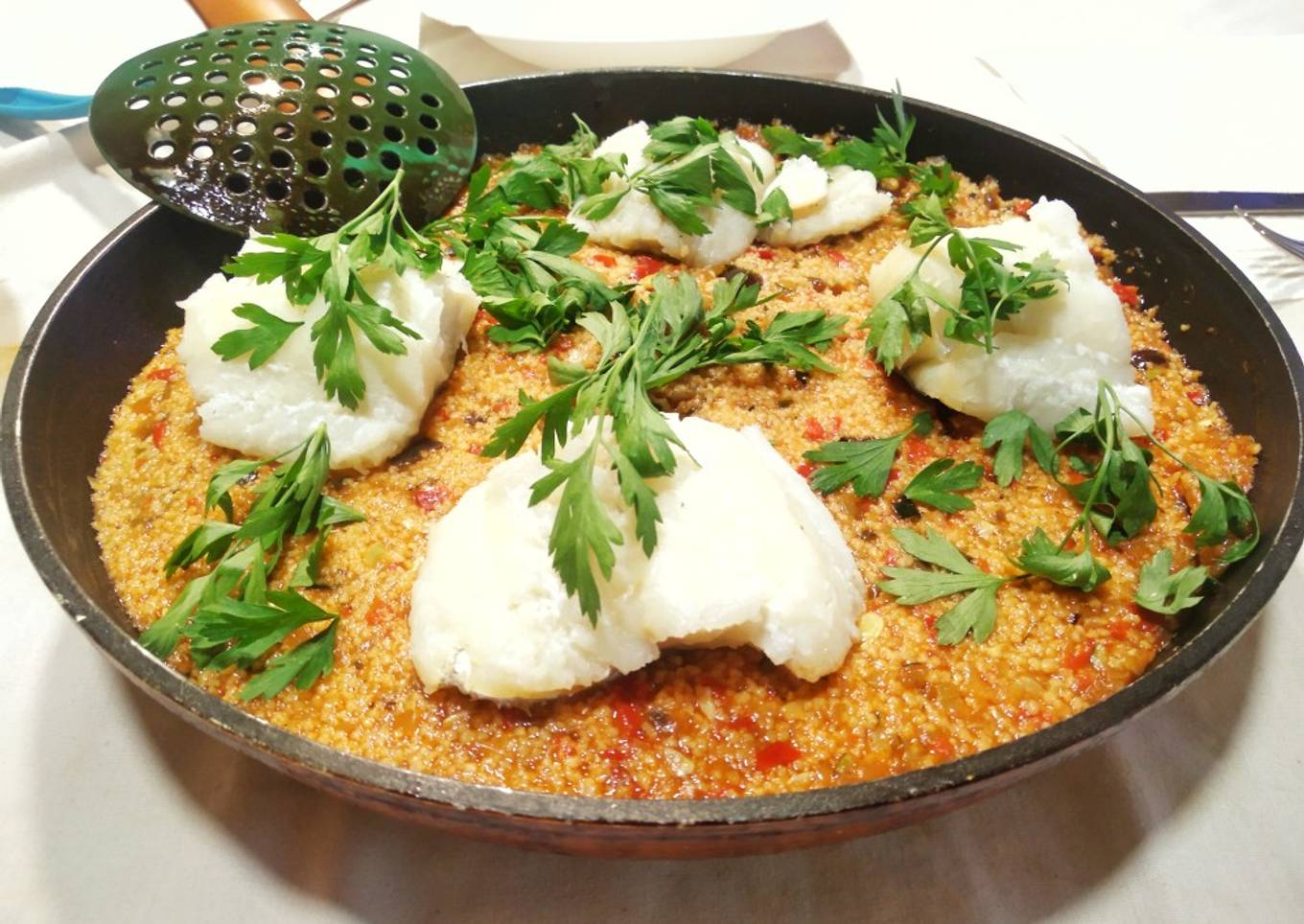 Cuscús de verduras con bacalao