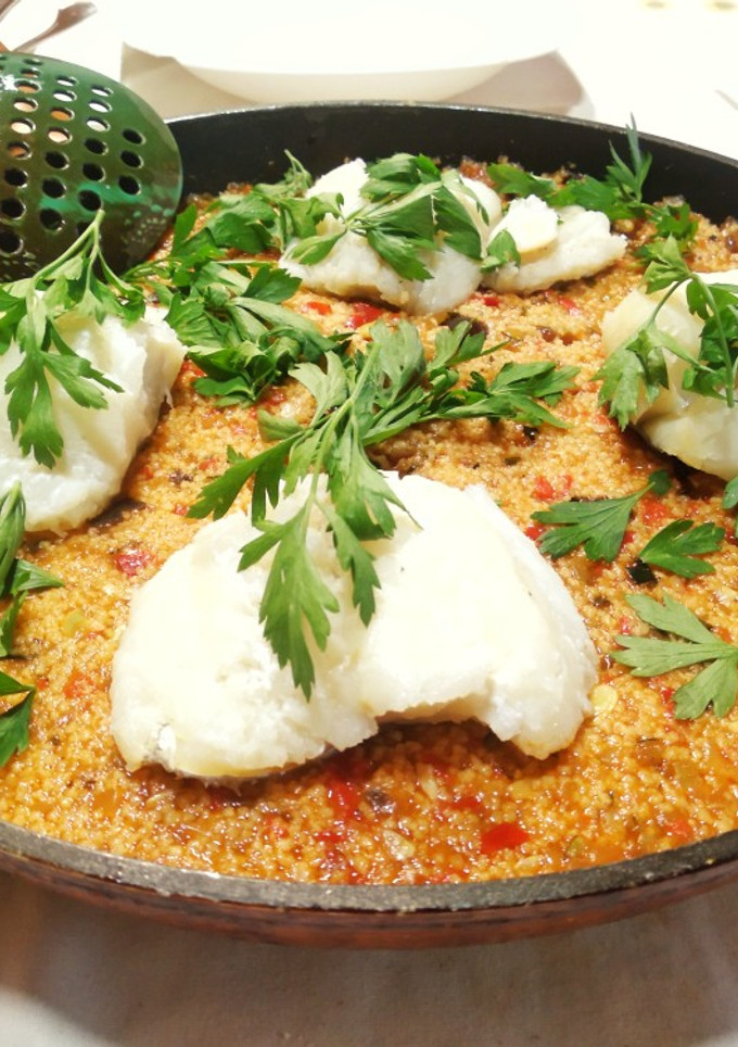 Una foto de Cuscús de verduras con bacalao