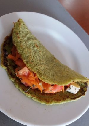 Una foto de Crepes de arvejas veggie