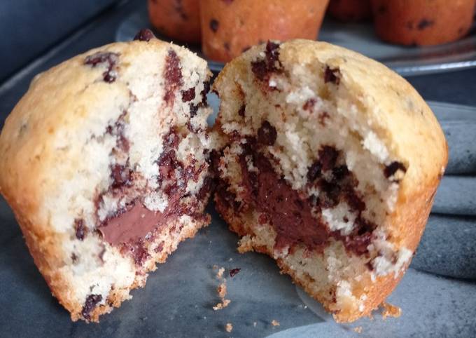 Muffins pépites de chocolat et coeur Nutella au cake factory