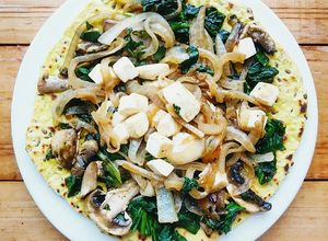 Una foto de Pizza chapati vegetariana. Saludable, rico y vegetariano!